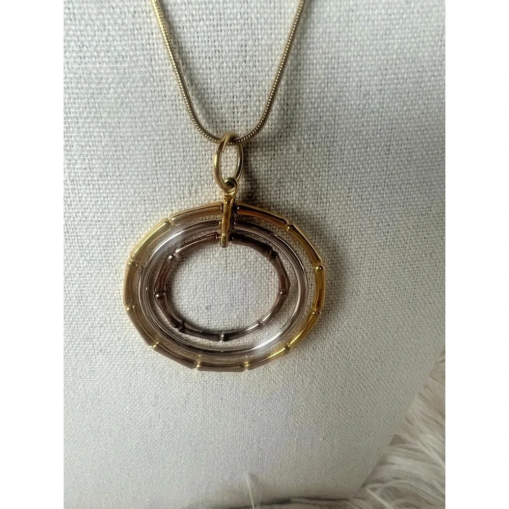 Park Lane Necklace‎ Mixed Metal Gold Silver Rose Circle Pendant Snake Chain 17